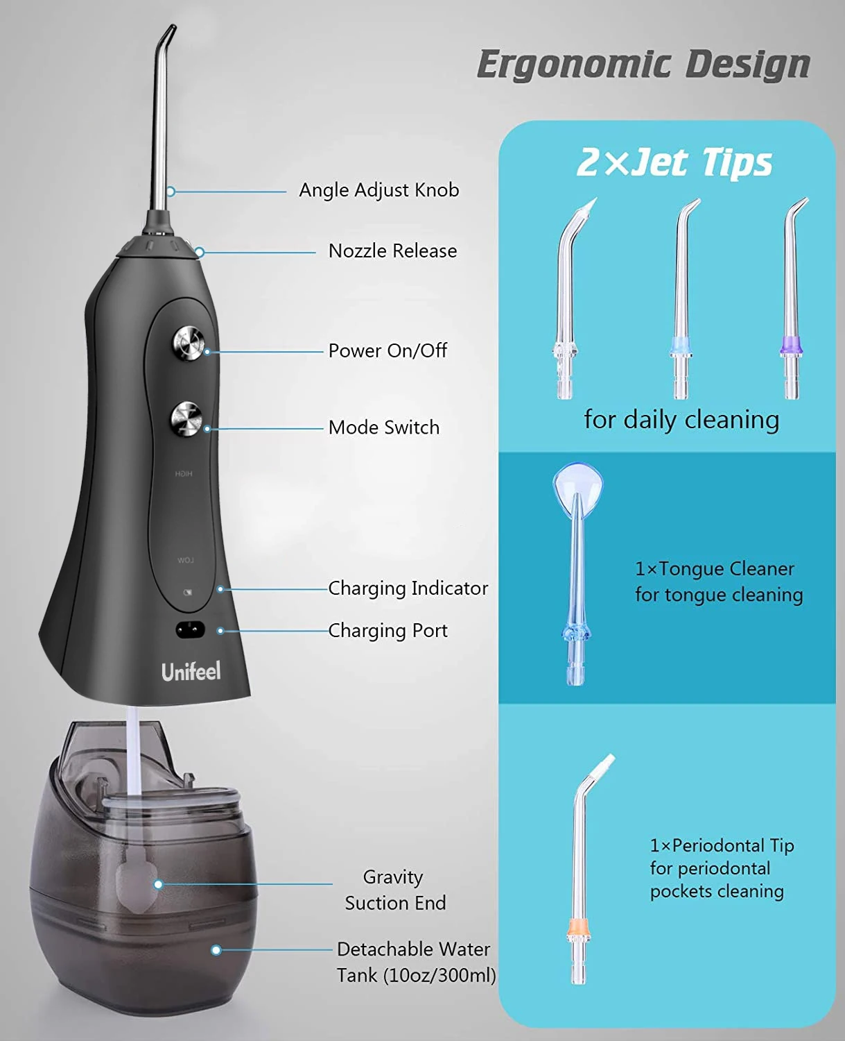 Unifeel 2021 Water Flosser Diy Mode High Speed Big Enphuly aero Travel White Pro Wireless Charging Cable Dentales Water Flosser