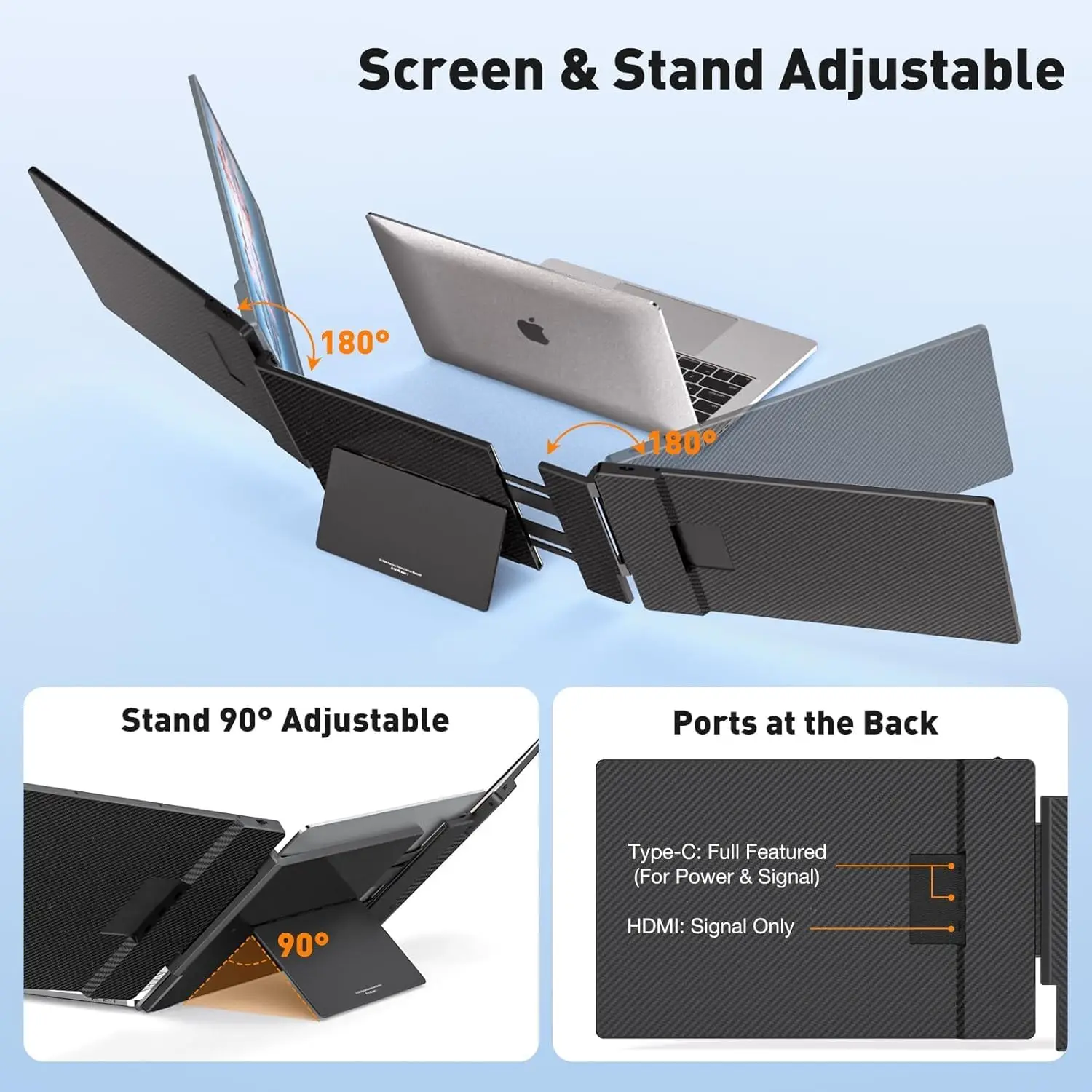 Moniteur D'Ordinateur Portable Triple Écran, Moniteur Portable 15,4 Pour Ordinateur Portable