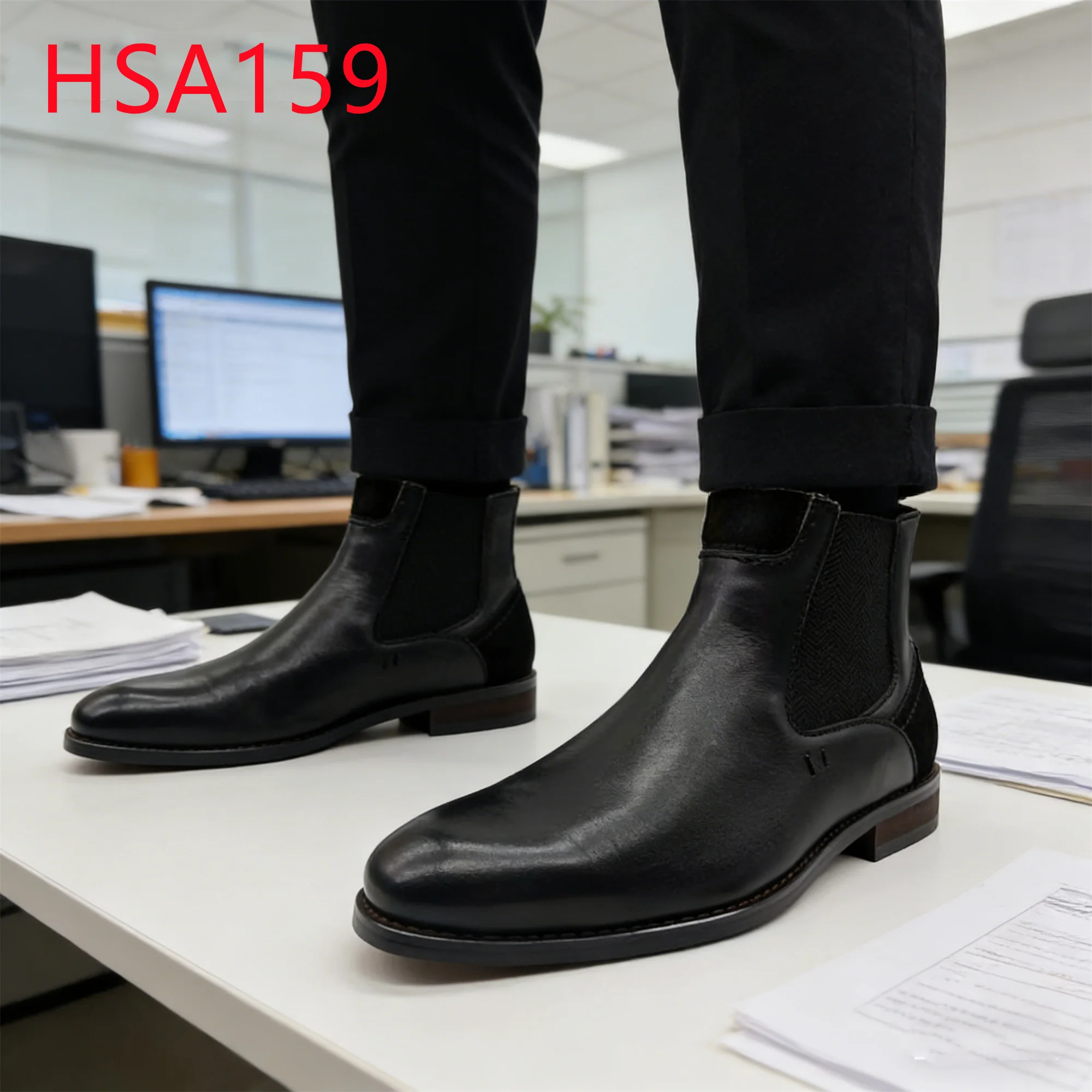 HY, Populair in de Franse markt – elastische rekbare riem – mid-cut herenschoenen voor formele gelegenheden – nieuw product: Derby-schoenen voor gala-avonden – model HSA159
