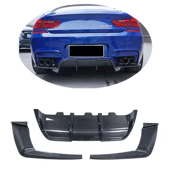 V style 3PC Carbon Fiber Rear Bumper Lip Diffuser Spoiler For BMW F06 F12 F13 M6