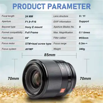 Viltrox 24mm F1.8 FE Camera Lenses Full Frame Auto Focus Wide Angle Prime Lens for A6500 A6300 A6000 A7 A7RIV A7RIII A7III A7II detail image