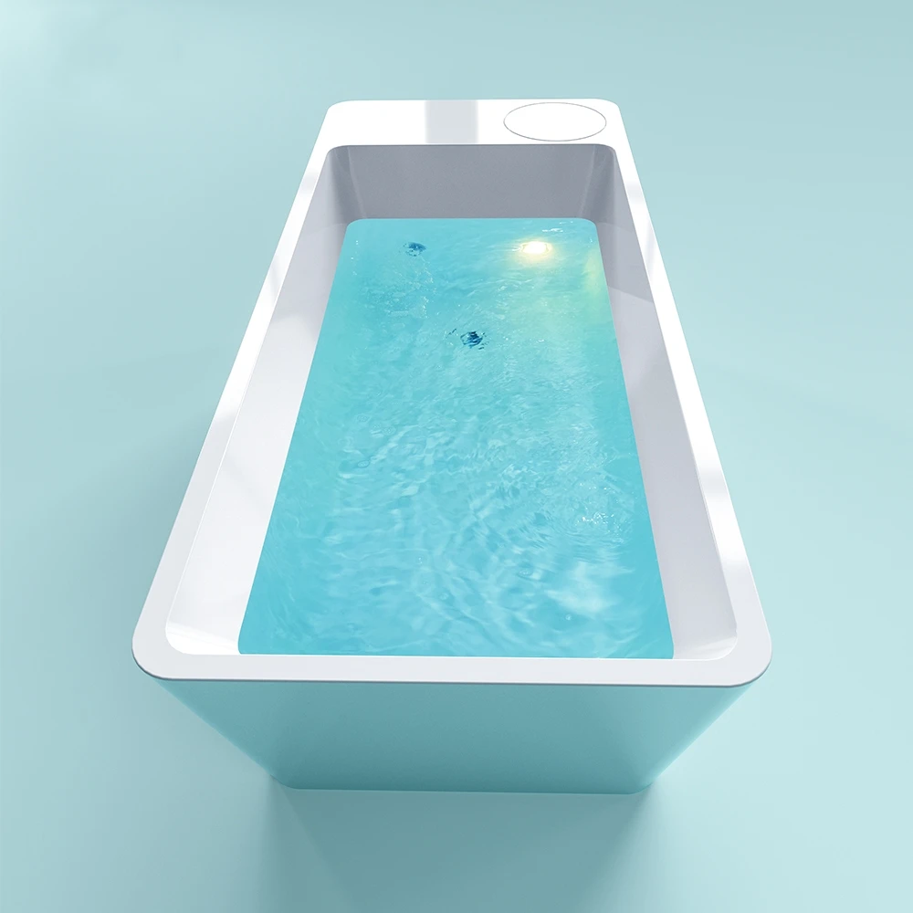 Wifi App Control Cold Plunge All in One Acrylic Ice Bath Tub Cold Plunge Pool With 1HP Chiller Filter and Insulated Cover