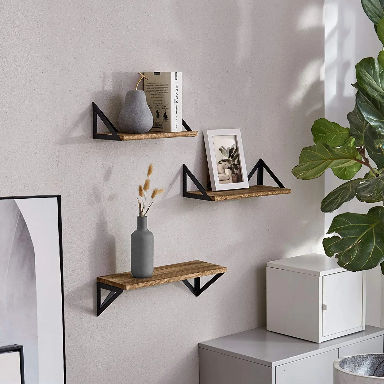 Floating Shelves Wall Mounted Rustic Wood Wall Shelves Set Of 3 For ...