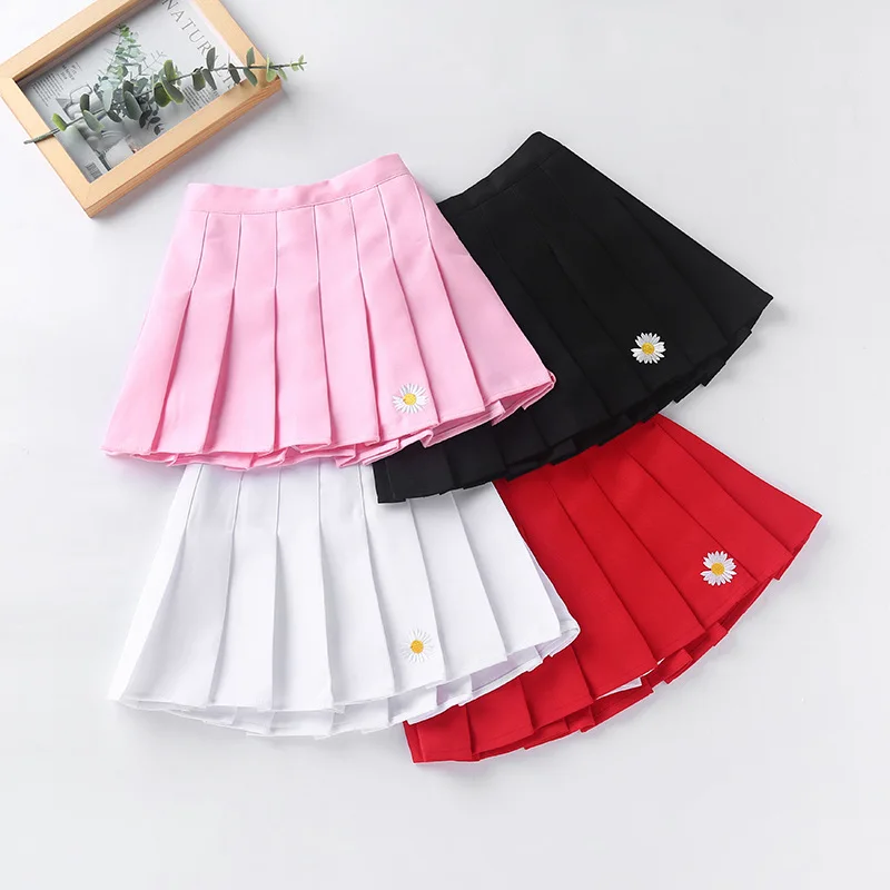 All-match Korean Girls Short Skirts Summer Flower Small Fresh Pleated Skirt  Children Clothing Baby Girl Skirt