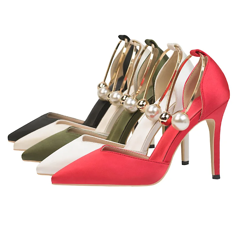 Women Pumps Sexy Summer Shoes High Heels Wedding Party Pointed Toe Buckle Strap Female Dress Nude Heels