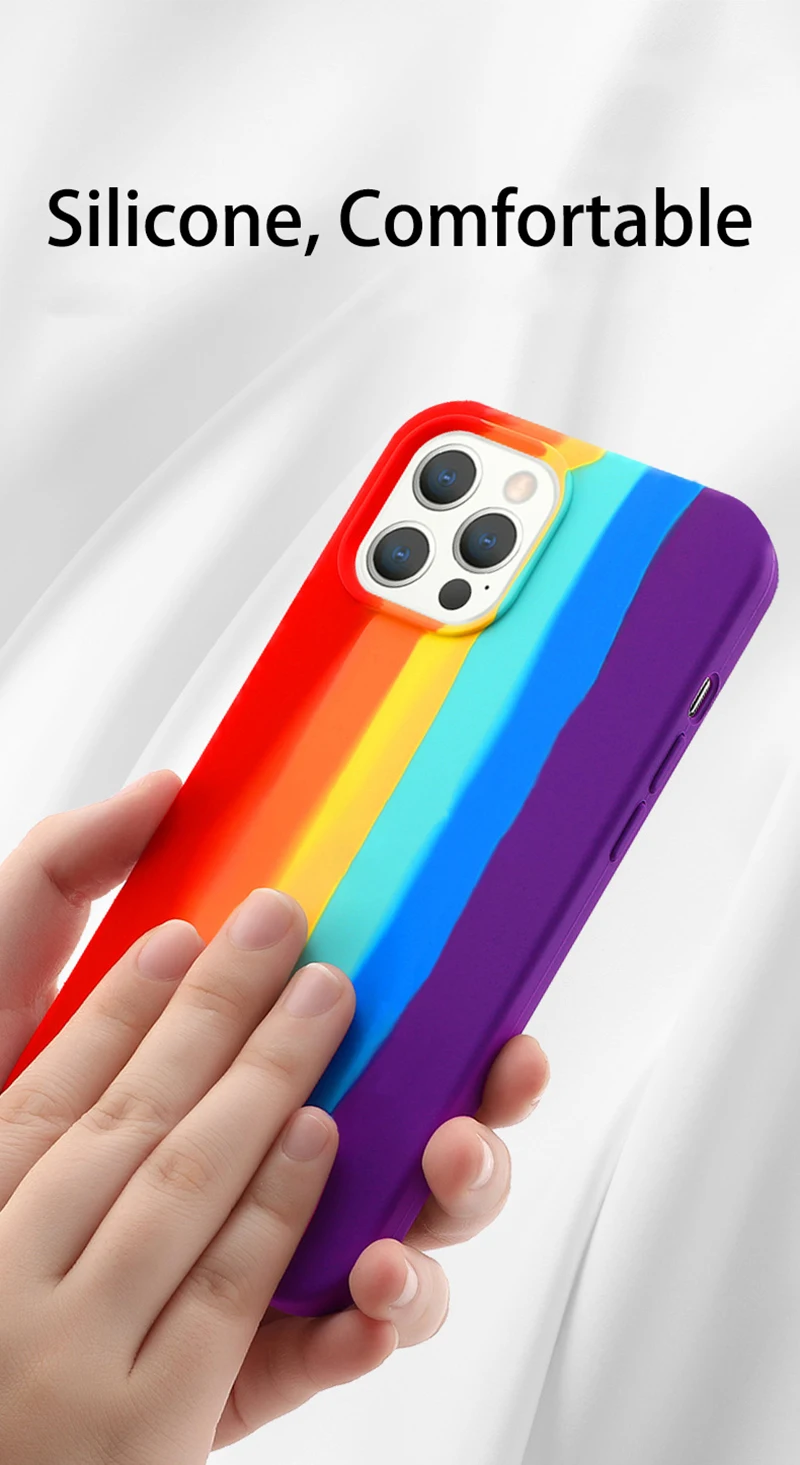 Laudtec Original Liquid Silicone Rainbow Case For iPhone All-inclusive Silicone Case iPhone 11 12 13 Pro Max details