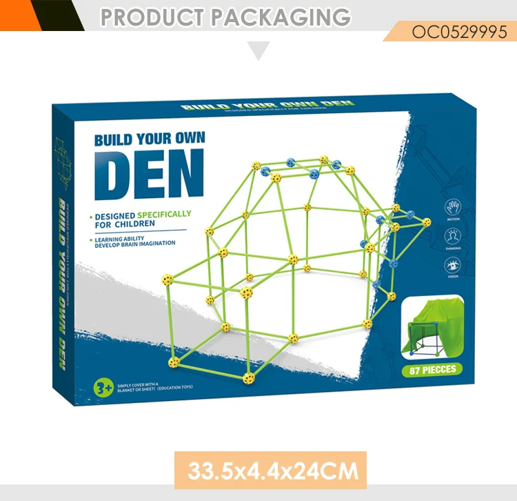 87PCS Build Your Own Den Building Sticks Diy Tent Fortress Toy for Kids