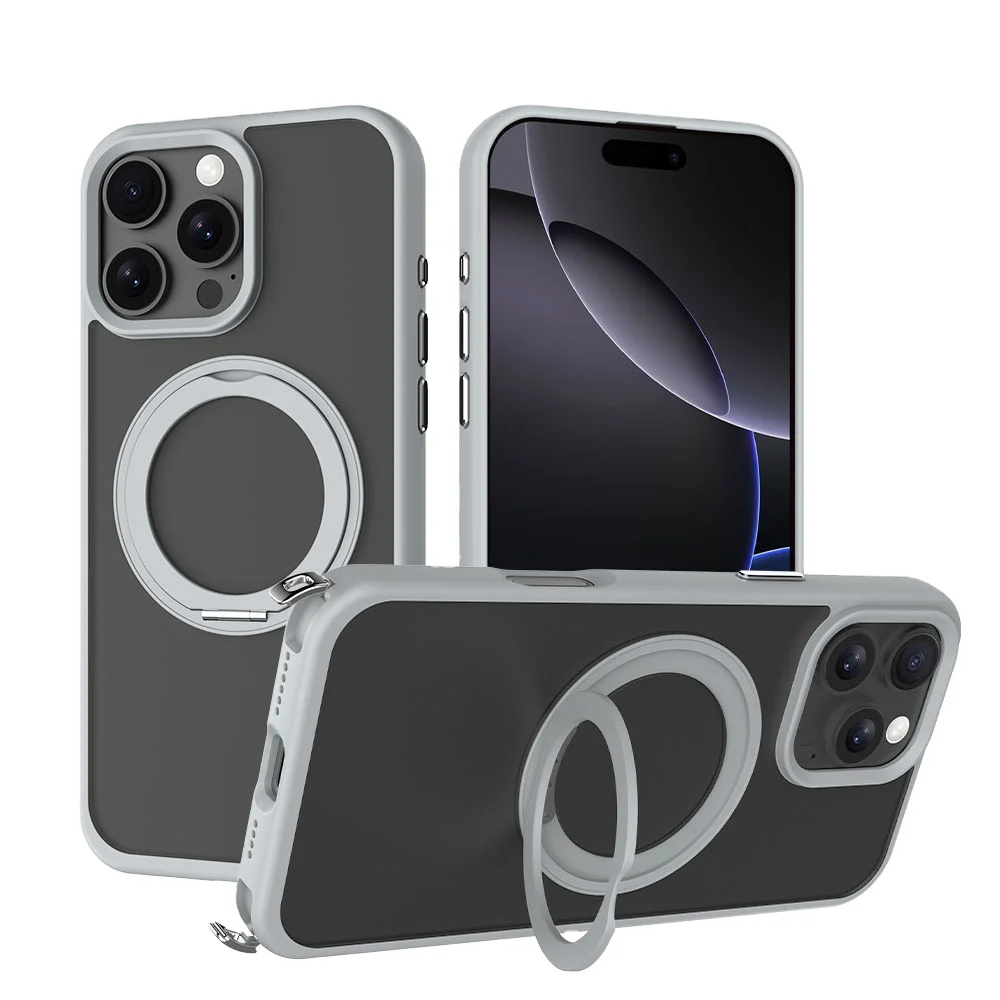 Laudtec Strong Magnetic Frosted Clear Phone Case for Iphone 17 Air 16 15 Pro Max With Ring Holder Lanyard Shockproof Sjk1088