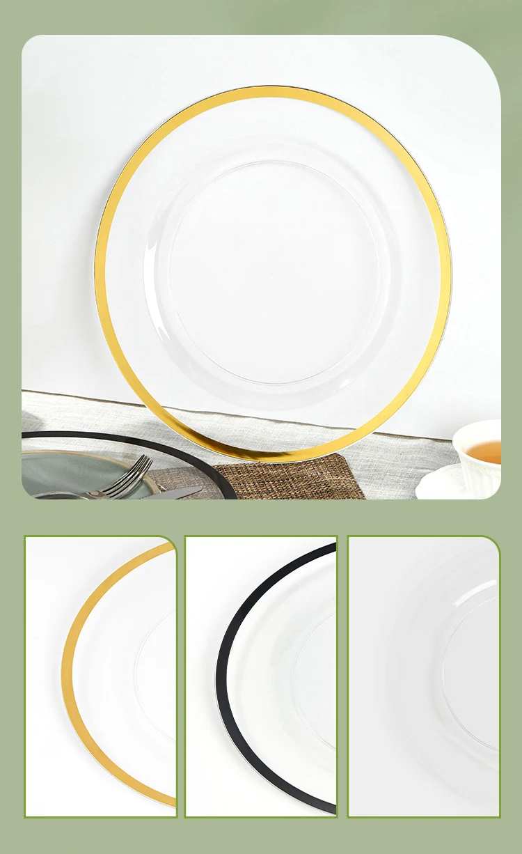 Charger Plate Gold Round Plastic Under Plates For Wedding Party Carton