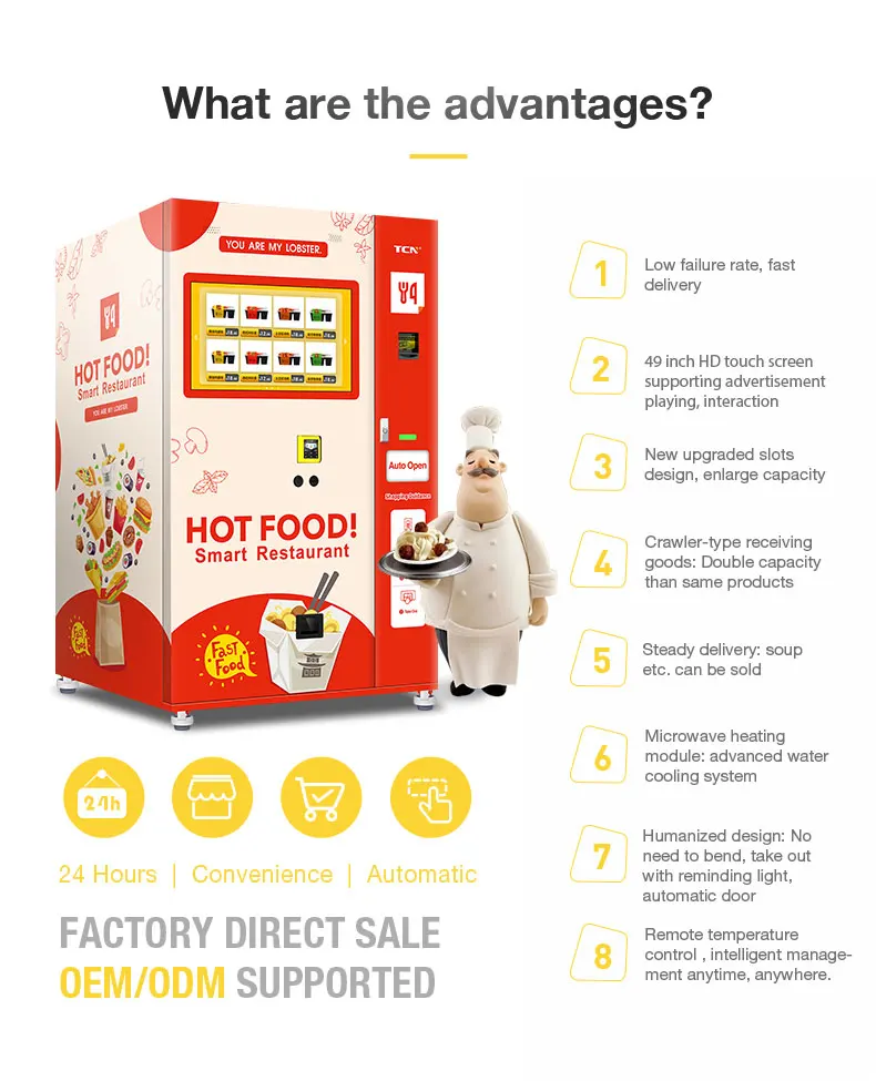 TCN Automatic Maquina Expendedora Fast Hot Food Hamburger Vending Machine for Sale