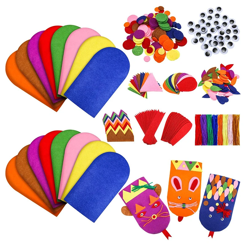 2025 Custom 6Pcs Hand Puppet Making Kit Art DIY Craft Felt Sock Puppet Toys Storytelling Role Play Toy