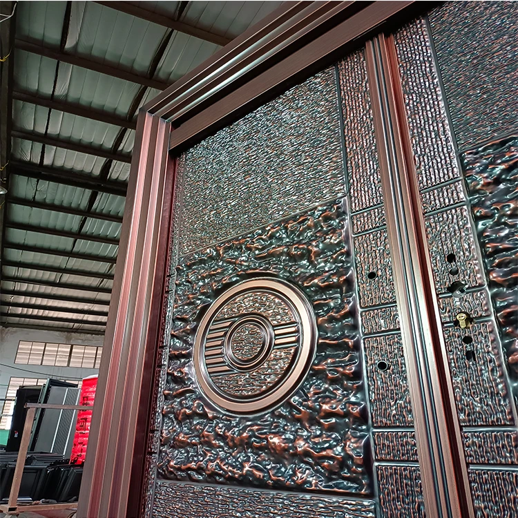TECHTOP Luxury Classic Steel Double Door Front Entry Non-Standard Security Main Gate for Villa Pooja Room Church Detailed Design