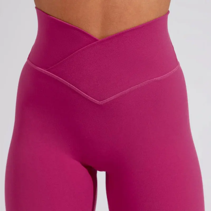 Tummy Control Overlapping V Waist Crossover Butt Lift Workout Gym Tights Leggings Women Compression Yoga Pant