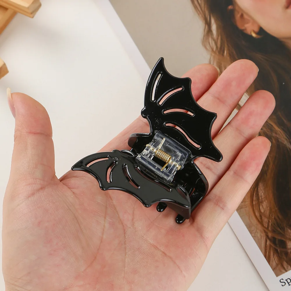 Halloween-Haarspangen Mit Fledermaus & Rubin – Metall-Clips Für Dicke & Dünne Haare