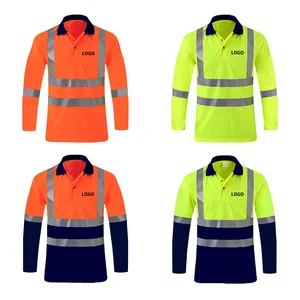 Industrial Mining Construction Builder Polyester High Visibility Work Wear Men Safety Work Clothing Long Sleeve Safety Shirts