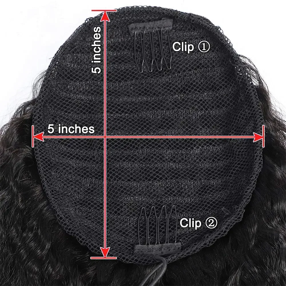 Kinky Straight Human Hair Paardenstaart Extension Yaki Drawstring Natural Black voor Vrouwen_voghion.com