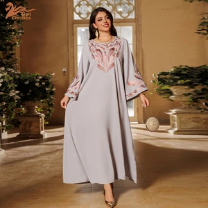Elegant  2024 EID Embroidered  Muslim Dress Women Clothing Dress