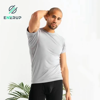 Enerup ODM/OEM Bamboo Viscose Breathable Gym Clothing White Bamboo Viscose V Neck Men's Undershirts Sweatproof T Shirts