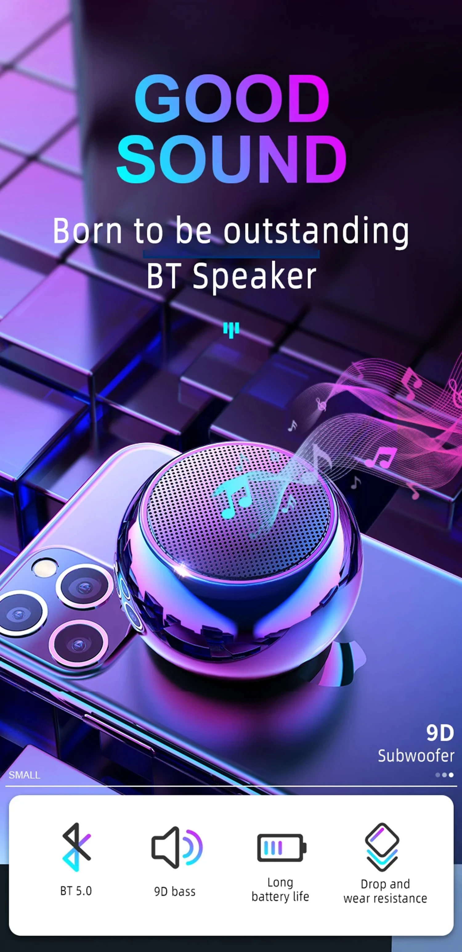 Portable Mini Bluetooth Speaker - Wireless Rechargeable Micro Speaker ...