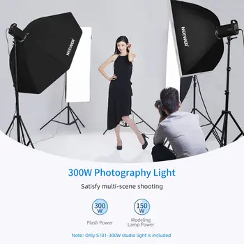 Neewer S101-300W Professional Studio Moonlight Strobe Flash Light 300W 5600K with Modeling Lamp Aluminium Alloy Bowens Mount detail image
