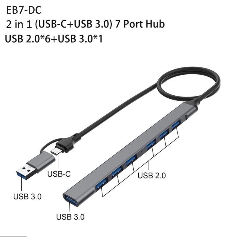 Welcome OEM Order, Factory Whole Selling Aluminum Dual Connector Usb3.0+type C 7 In 1 Hub Charging Station For Multiple Devices Usb 2.0 Hub - Buy Usb C Hub Antiak 7 In 1 2 X Usb 3.0 Poort Reader Sd Kaartlezer Usb C Hub usb C Hub 7 In 1 Type C Usb C Hub Adapter 7 In 1 Usb Hub Usb 3.0 Hub