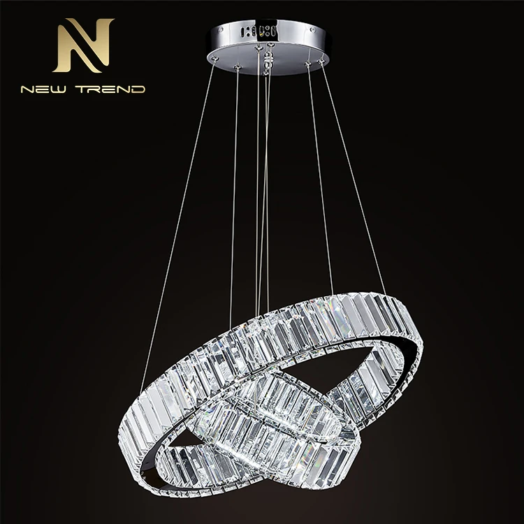 Contemporary Design Ceiling Pendant Lamp Support Custom Crystal Rings Led Chandelier