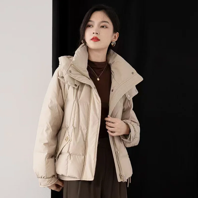 Woman Hoodie Long Puffer Jacket 90 White Duck Down Padding Jacket