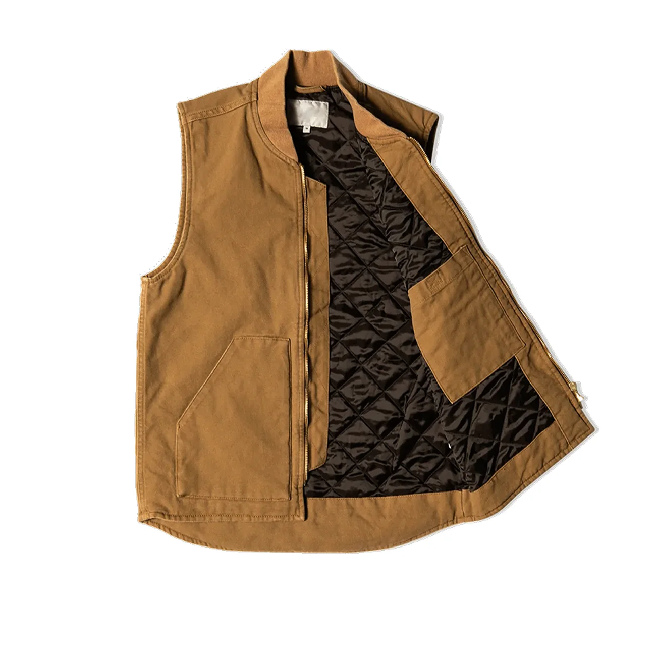 OEM Service Heavy Duty Men Quilted Lined Outdoor Big Pockets Casual Jacket  Work Wear Canvas Rib Collar Vest Gilet Duck Vest Mens