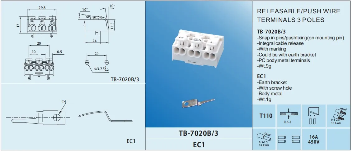 3 Ways Quick Wiring Cable Connector Terminal Blocks - Buy Wire Terminal