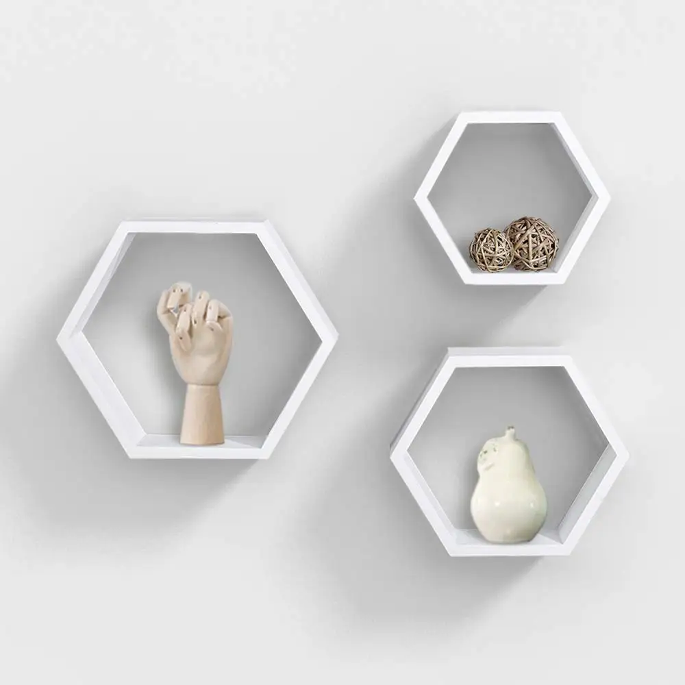Отличное качество комплект одежды из 3 предметов картина МДФ плавающий шестиугольник деревянные дома настенные полки с шестигранной головкой disarmable