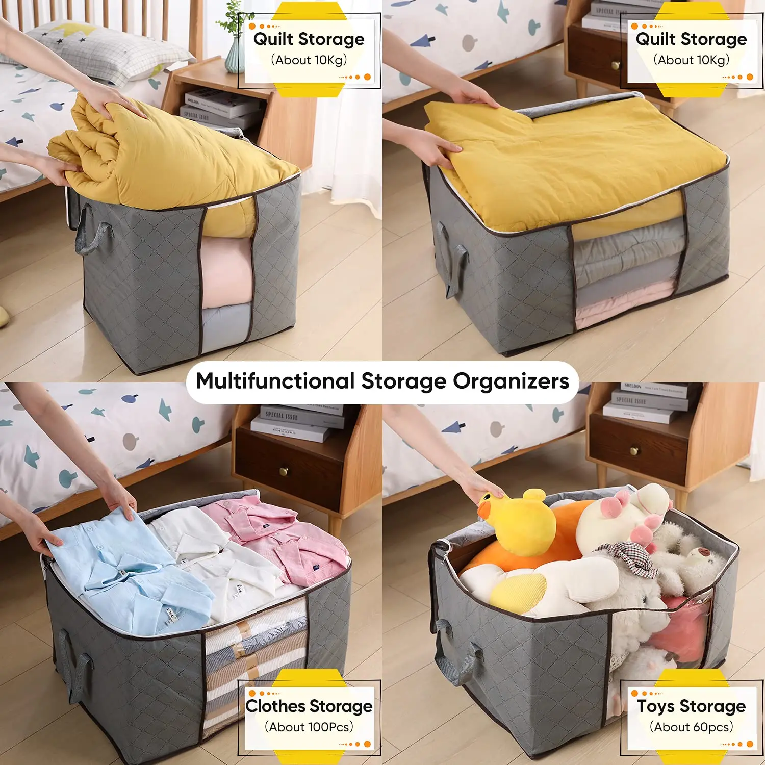 Storage Bags for Clothes, 6PCS Closet Organizers and Storage Bags, 90L  Large Capacity Clothing Storage Bags, 3 Layer Fabric Storage Bags for  Clothes