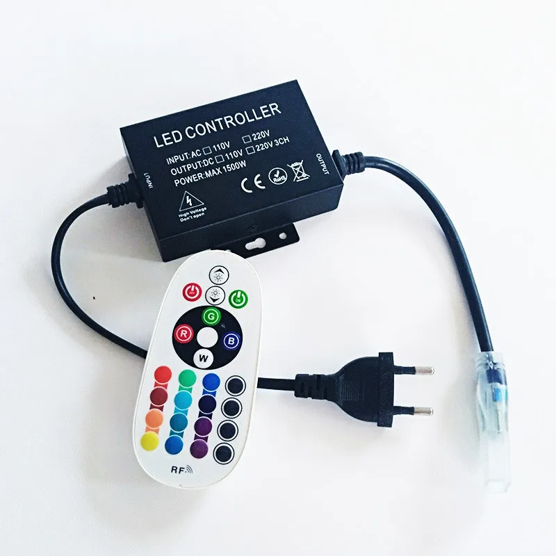 24 Key Remote Controller with IR Receptor for AC 110-220V Flexible RGB LED Strip Lights 110-120V Flexible RGB