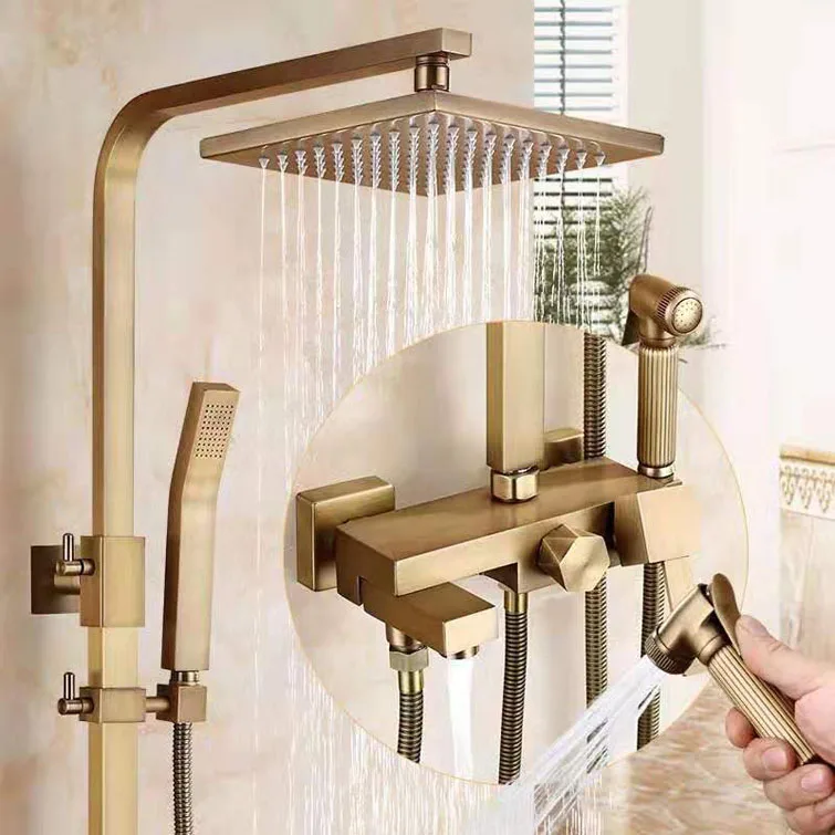 Modern Style Bathroom Rainfall Shower Multifunction Antique Shower Set wtih Spray