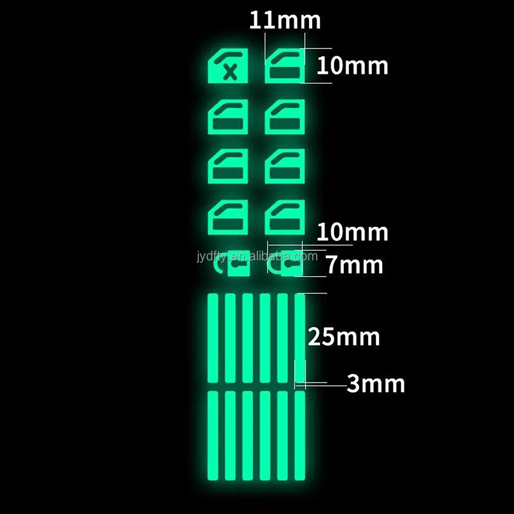 Color Change Different Angles Safety Waterproof Luminous Car Door Key Sticker Night Fluorescent Sticker for Window Lift Button