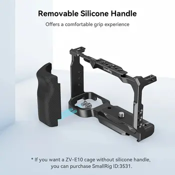 Smallrig Zv-E10 Cage with Silicone Handle and Built-in Threaded Holes, Cold Shoe and Quick Release Plate for Sony -3538 detail image
