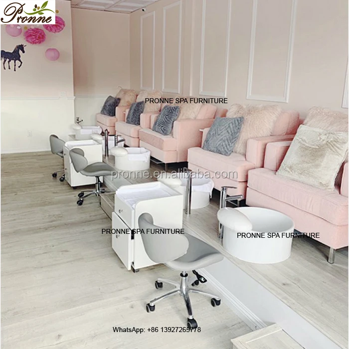 ペディキュアチェアパイプ付きネイルサプライ家具ピンクソファ