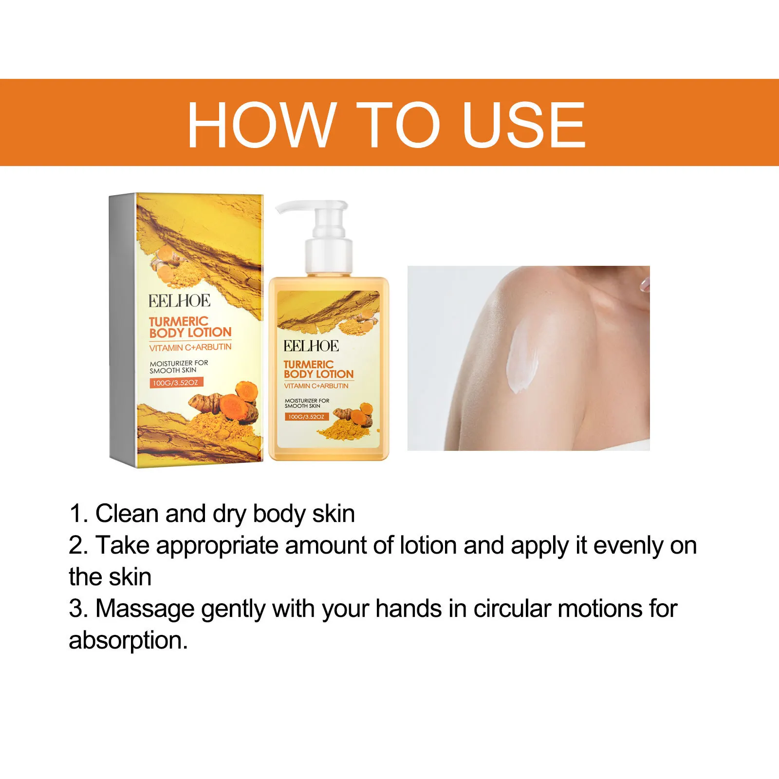 EELHOE Moisturizing Brightening Vitamin C Turmeric Whitening Body Lotion Cream 100ml