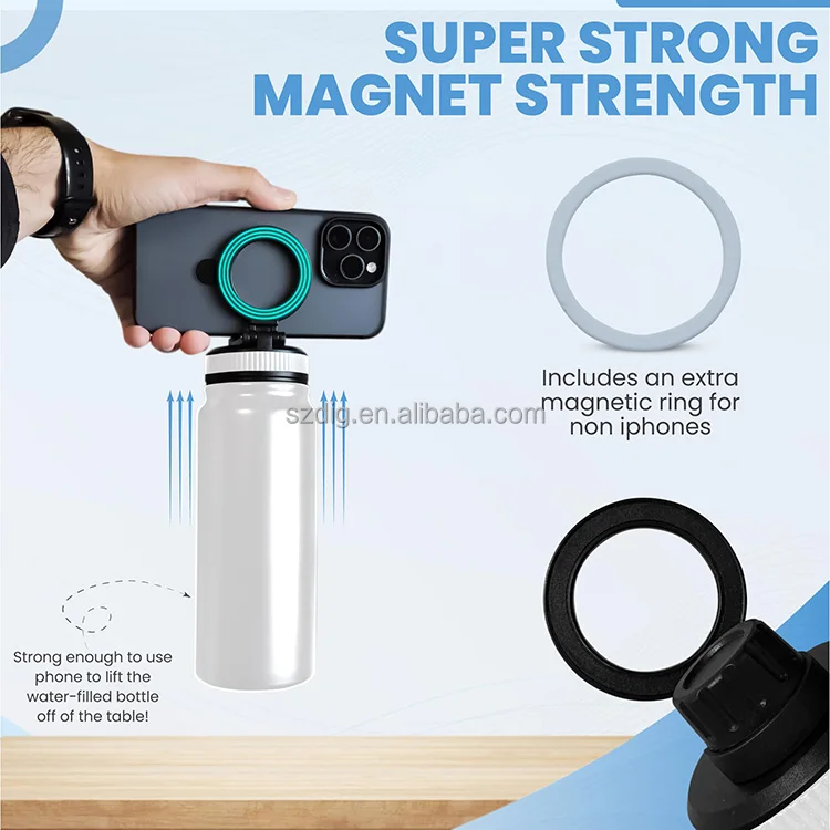 New Custom 750ml Gym Water Bottle With Phone Holder Stainless