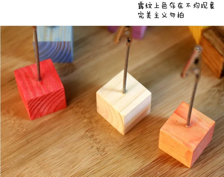 
 Симпатичный цветной деревянный кубический бумажный зажим для фото сообщений визитница для стола  
