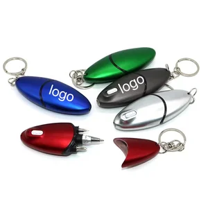 Custom P4954 Multi-functional 5-in-1 Ballpoint Pen Portable LED Light Screwdriver with Keychain Made of Durable Plastic