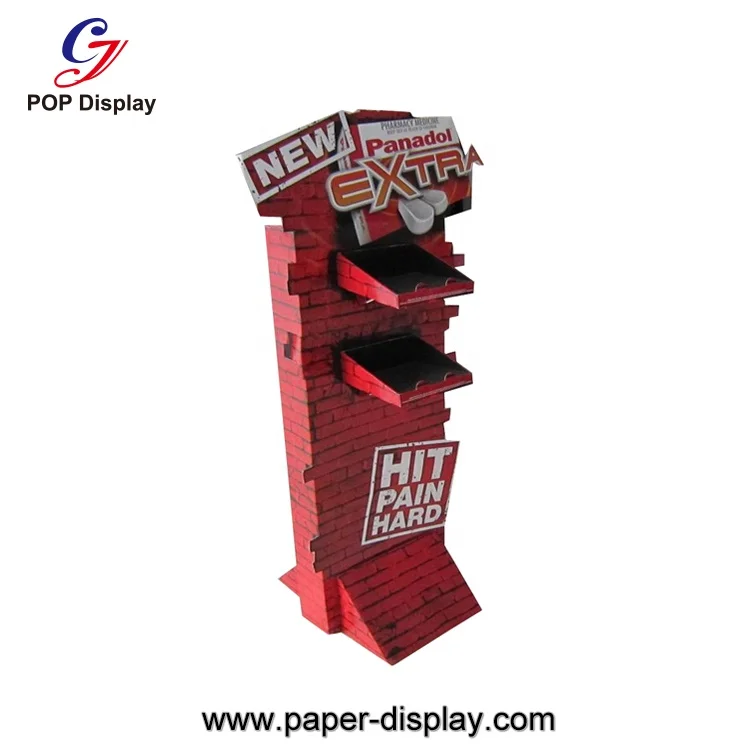 Customized Size POP Display Rack Cardboard Retail Carton Corrugated Sidekick Power Wing Wall Mounted for Candy Milk