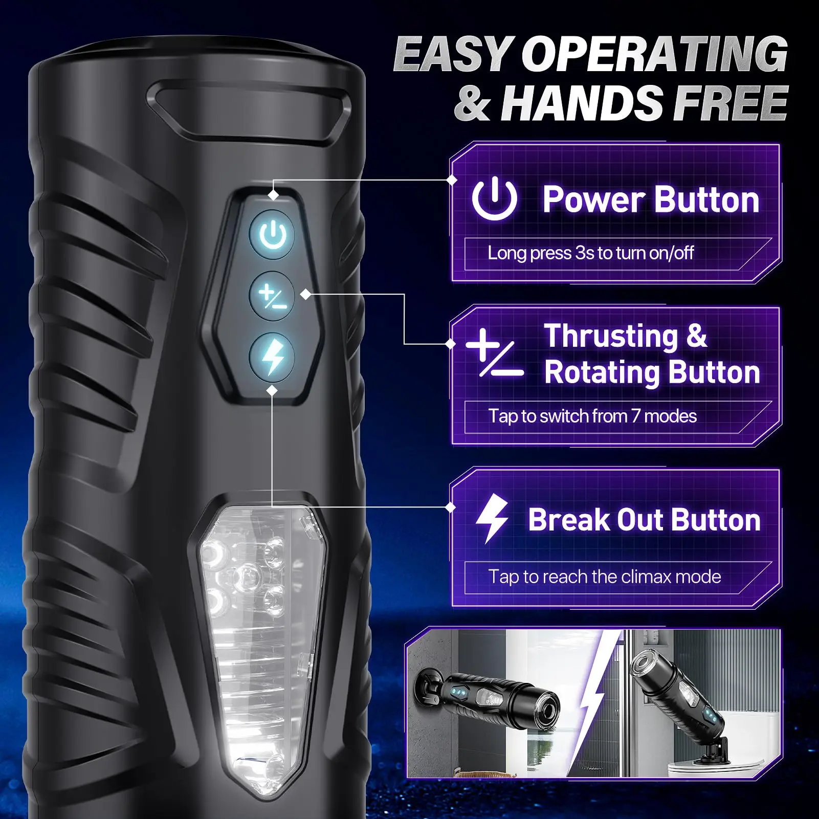 BLACK KNIGHT Automatic Thrusting Rotating Male Masturbator Cup 3D Realistic Textured Electric Pocket Pussy Man Stroker Machines