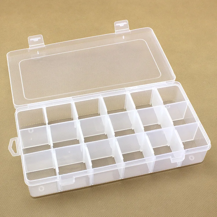 18 Dividers Empty Clear Transparent Plastic Organizer Box Display Case ...