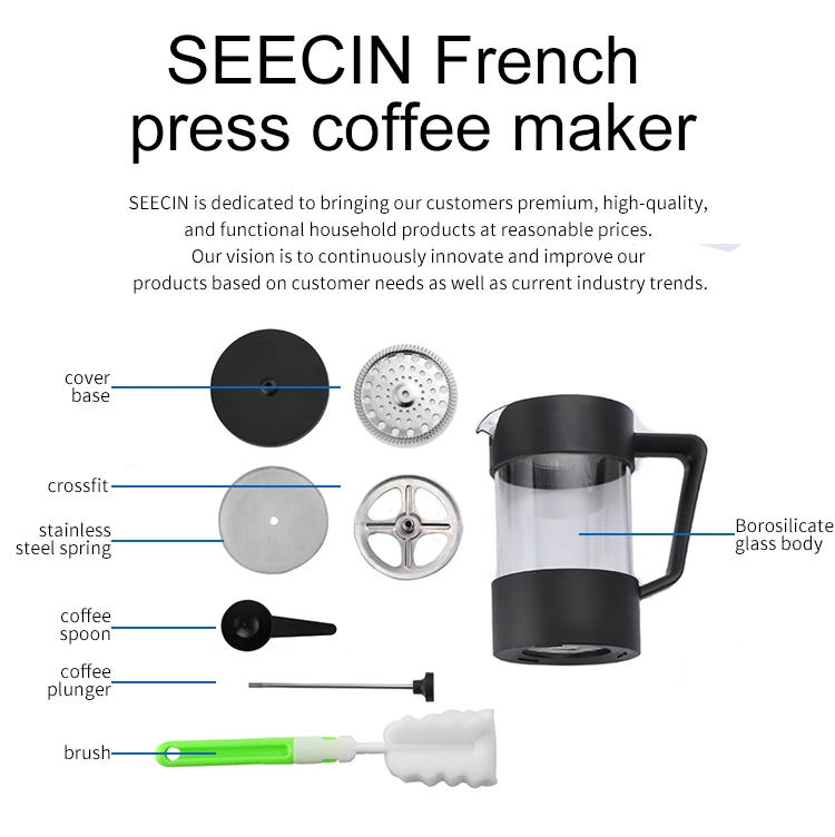 Hot Sale Stock 350ml 600ml 800ml French Press BPA-Free Sustainable