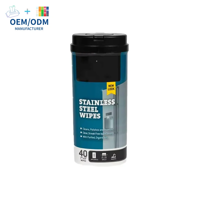 OEM Hand and Hard Surface Cleaning Wipes Stainless Steel Appliance Cleaning Wipes for Kitchen Canister Wipes
