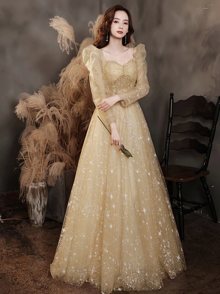 green emerald velvet dress Rose Gold Sequined Top Tulle Half Sleeves A-Line Bridesmaid Dresses, CB0254 US6 / As Pic main image 0