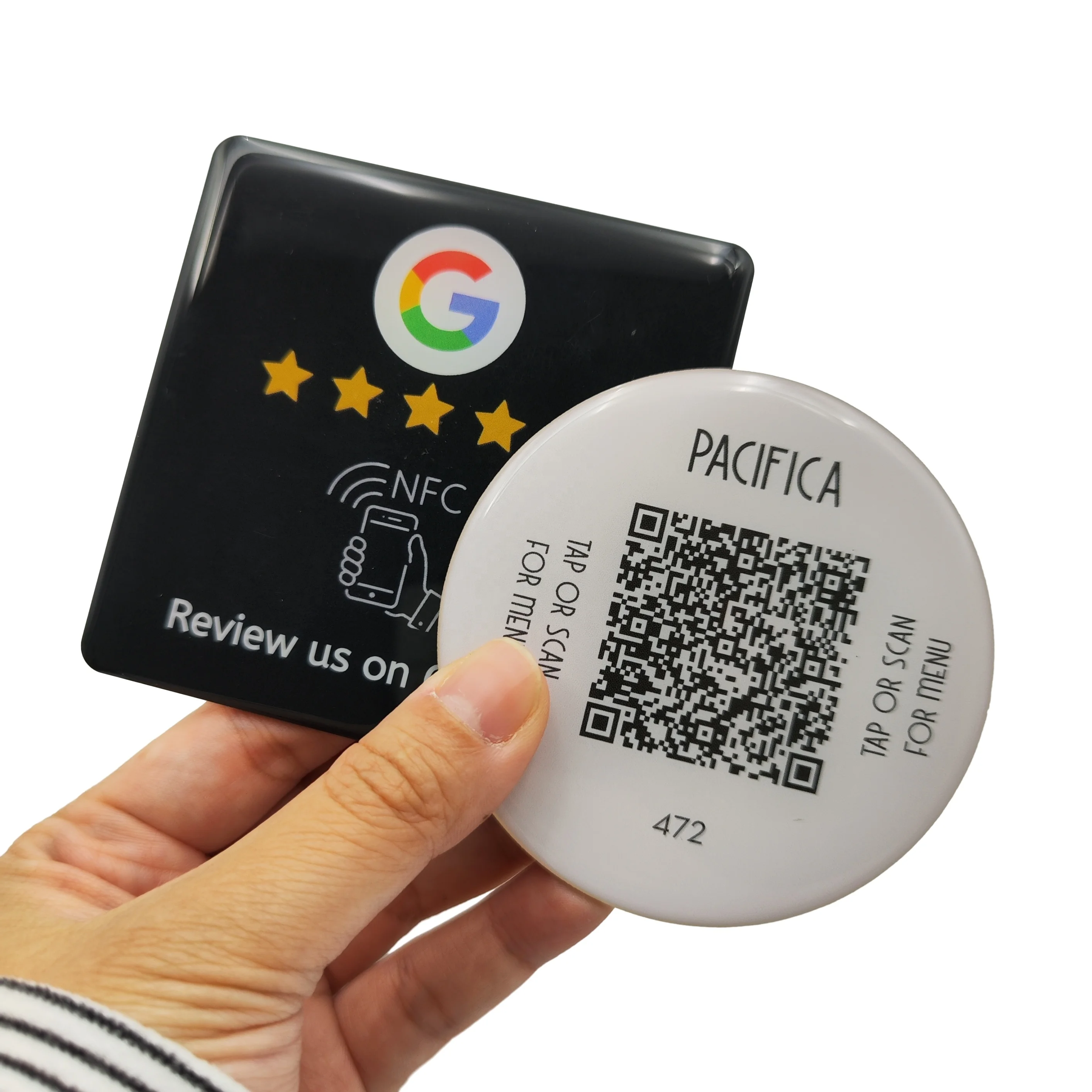 High Quality Google Reviews Epoxy Tag  NFC Smart Card Epoxy Tag  PVC Card With Chip NTAG215 For Restaurant Store