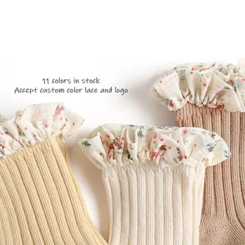 High quality lovely cotton stocking knee high girl custom lace children cute baby socks kids for baby