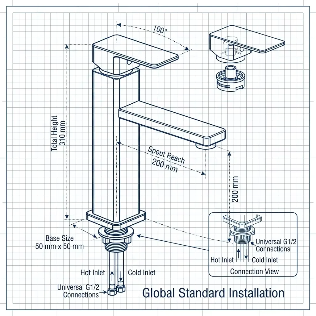 Compact short basin faucet for modern sinks European style bathroom faucet with short spout design