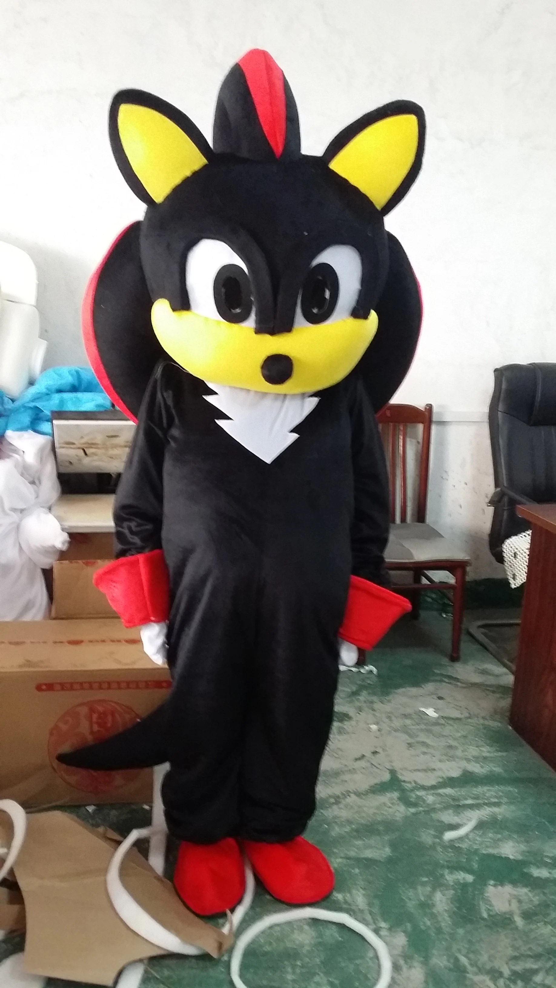 Adult Black Sonic Plush Mascot Costume Anime Style Cosplay